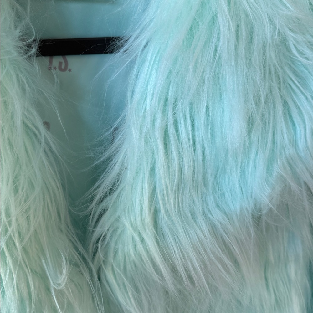 Taylor Swift The Life of a Showgirl Mint Fuzzy Jacket Teal TLOAS Show Girl M/L - Picture 12 of 12
